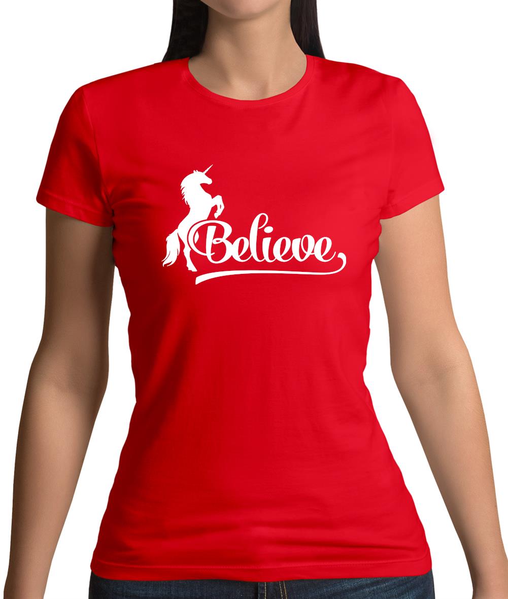 Believe Unicorn Womens T-Shirt Believe Unicorn Womens T-Shirt