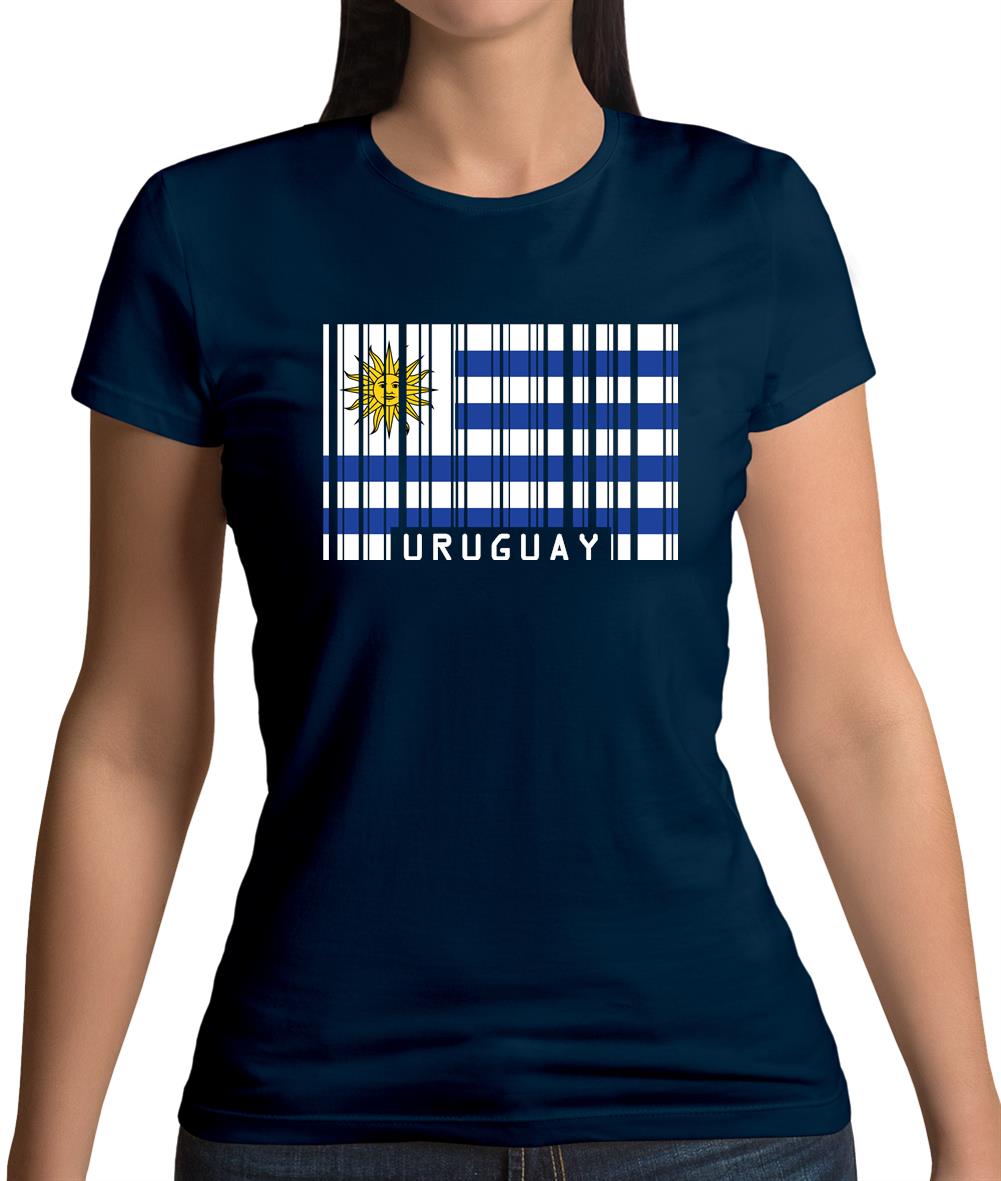 Uruguay Barcode Style Flag Womens T-Shirt Uruguay Barcode Style Flag Womens T-Shirt