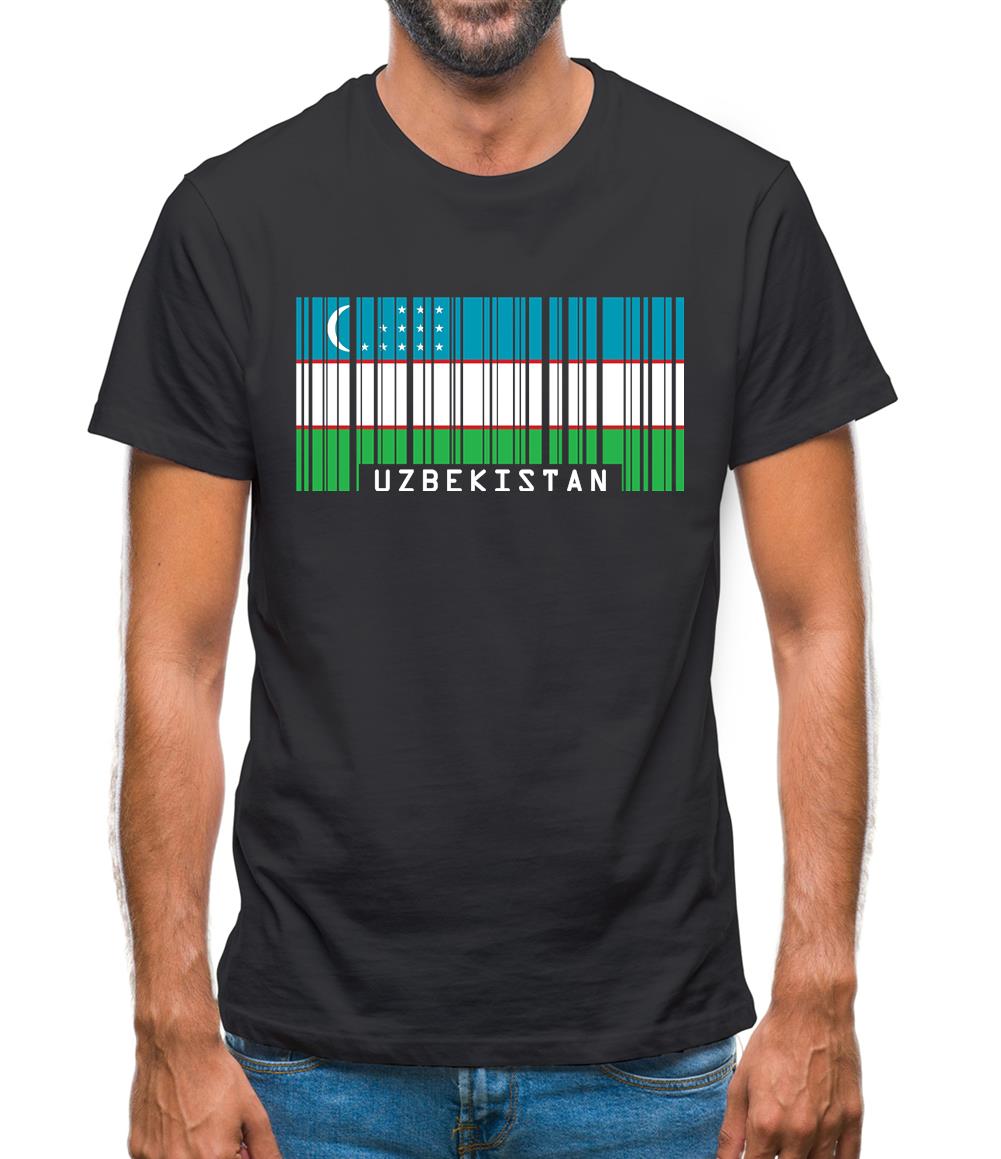 Uzbekistan Barcode Style Flag Mens T-Shirt Uzbekistan Barcode Style Flag Mens T-Shirt