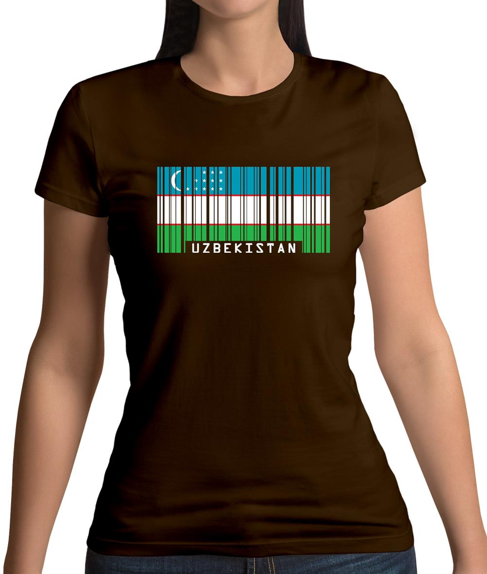Uzbekistan Barcode Style Flag Womens T-Shirt Uzbekistan Barcode Style Flag Womens T-Shirt