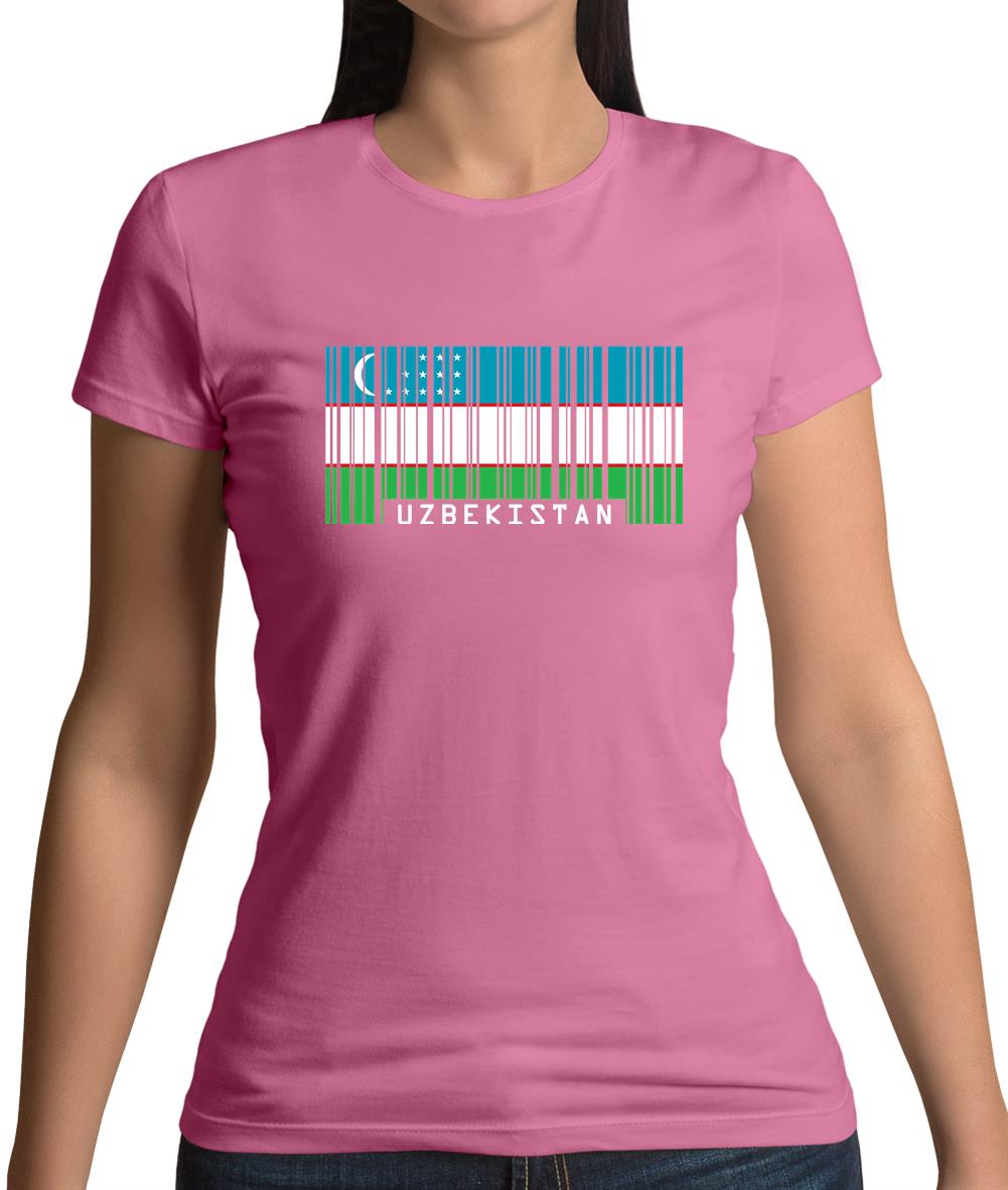 Uzbekistan Barcode Style Flag Womens T-Shirt Uzbekistan Barcode Style Flag Womens T-Shirt