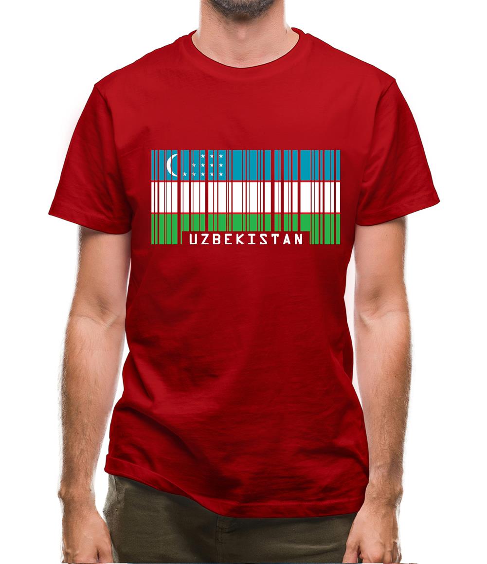 Uzbekistan Barcode Style Flag Mens T-Shirt Uzbekistan Barcode Style Flag Mens T-Shirt