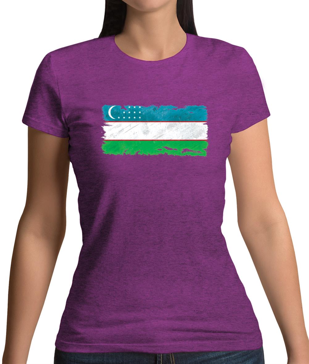 Uzbekistan Grunge Style Flag Womens T-Shirt Uzbekistan Grunge Style Flag Womens T-Shirt