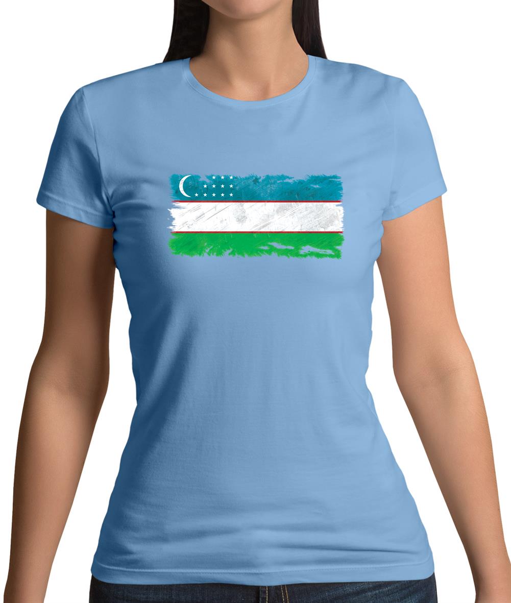 Uzbekistan Grunge Style Flag Womens T-Shirt Uzbekistan Grunge Style Flag Womens T-Shirt