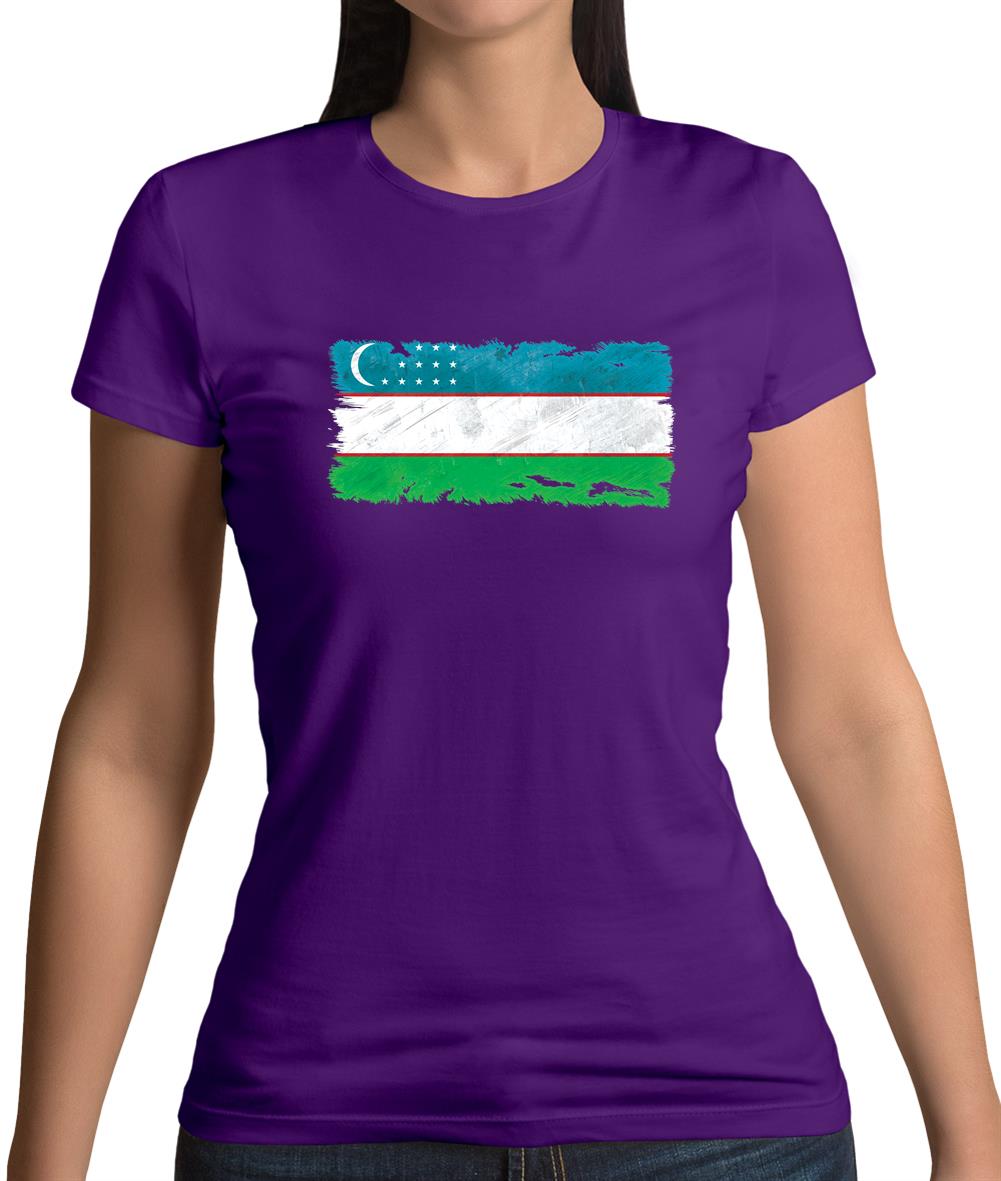 Uzbekistan Grunge Style Flag Womens T-Shirt Uzbekistan Grunge Style Flag Womens T-Shirt