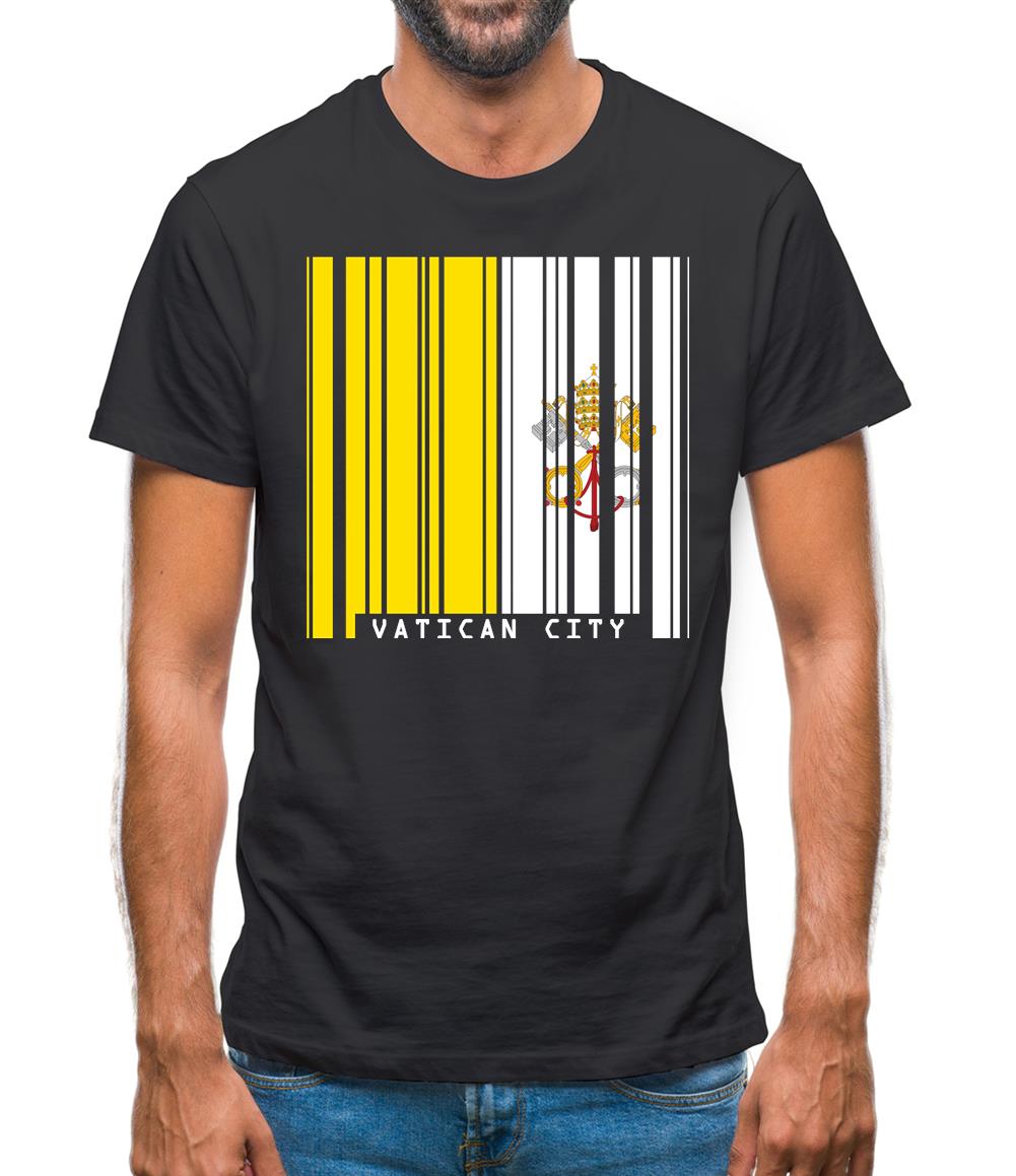 Vatican City Barcode Style Flag Mens T-Shirt Vatican City Barcode Style Flag Mens T-Shirt