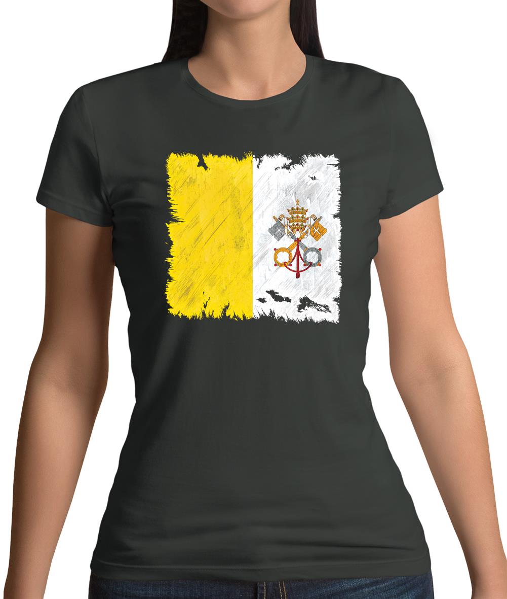 Vatican City Grunge Style Flag Womens T-Shirt Vatican City Grunge Style Flag Womens T-Shirt