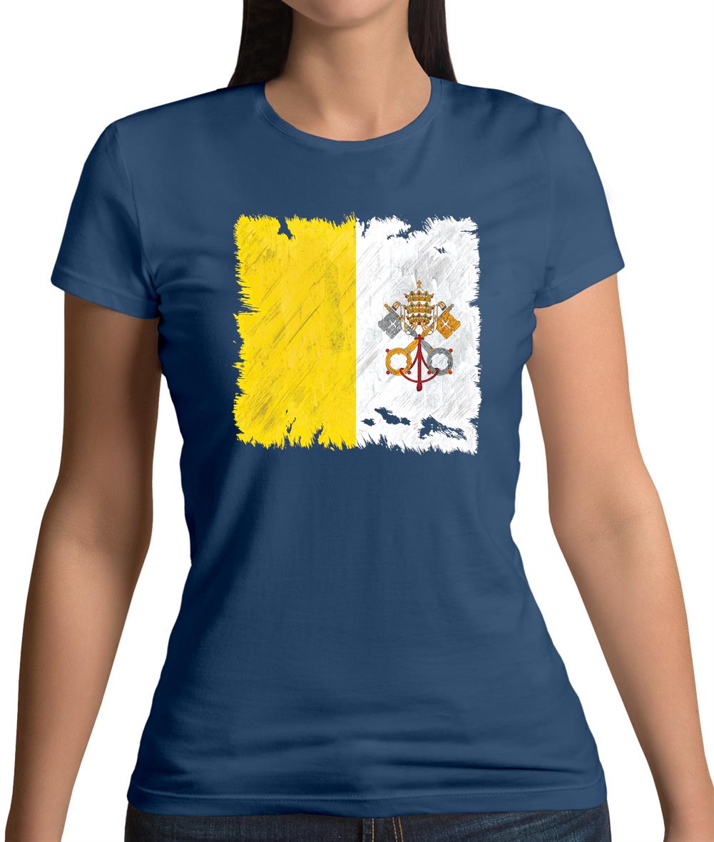 Vatican City Grunge Style Flag Womens T-Shirt Vatican City Grunge Style Flag Womens T-Shirt