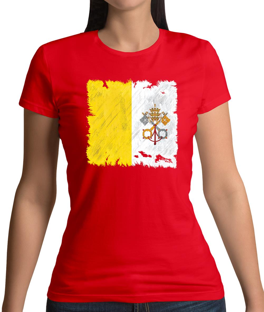 Vatican City Grunge Style Flag Womens T-Shirt Vatican City Grunge Style Flag Womens T-Shirt