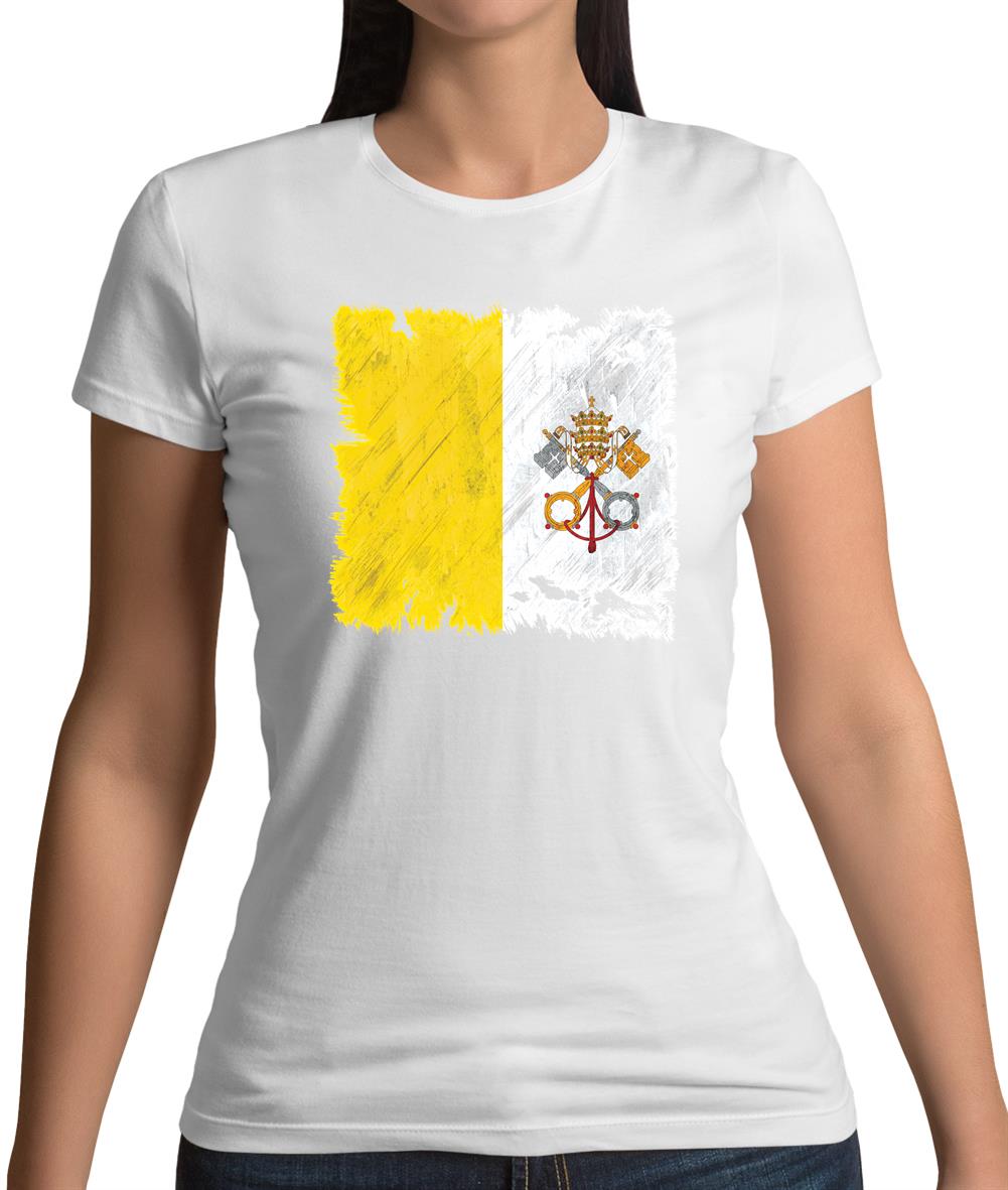 Vatican City Grunge Style Flag Womens T-Shirt Vatican City Grunge Style Flag Womens T-Shirt
