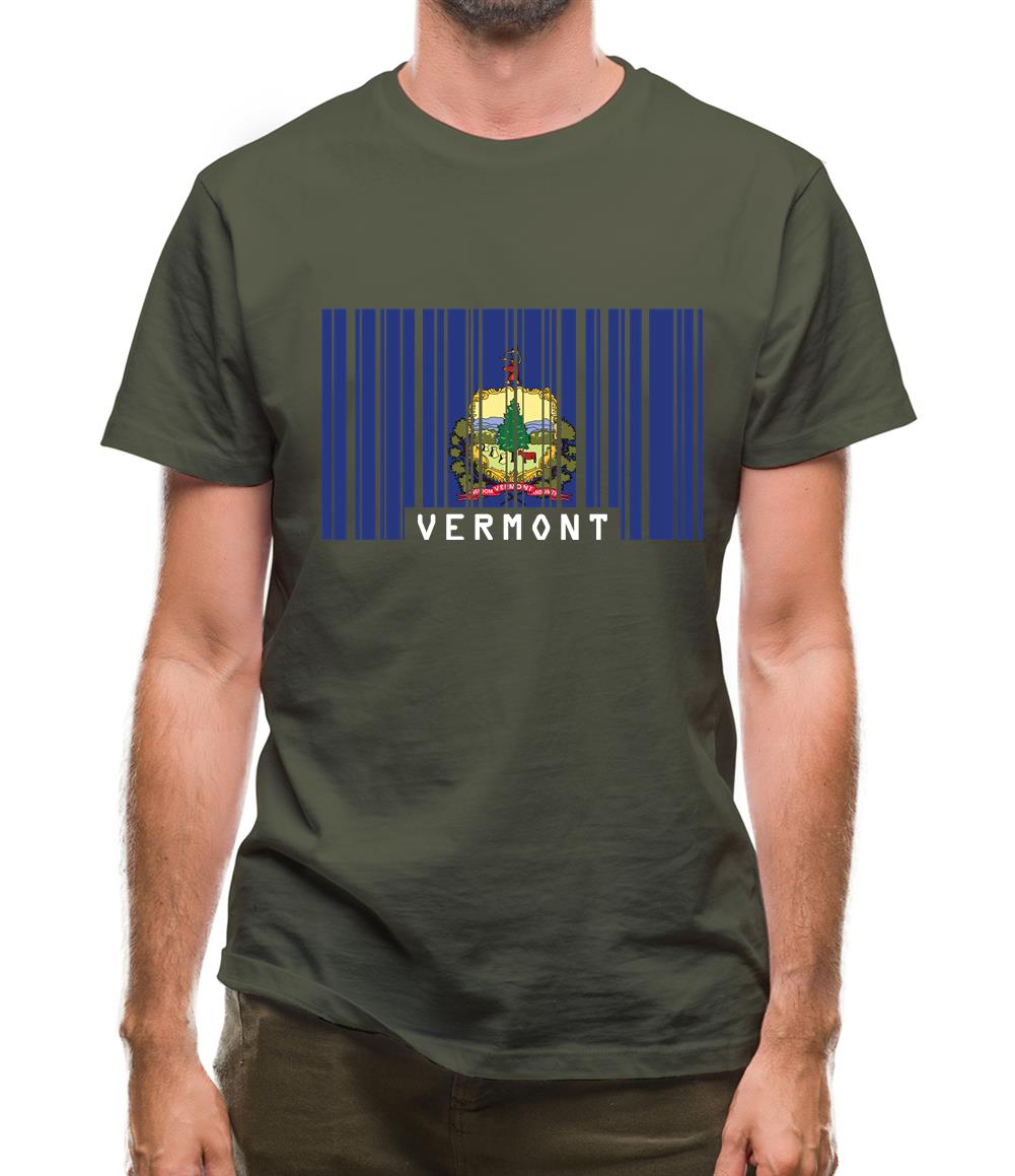 Vermont Barcode Style Flag Mens T-Shirt Vermont Barcode Style Flag Mens T-Shirt