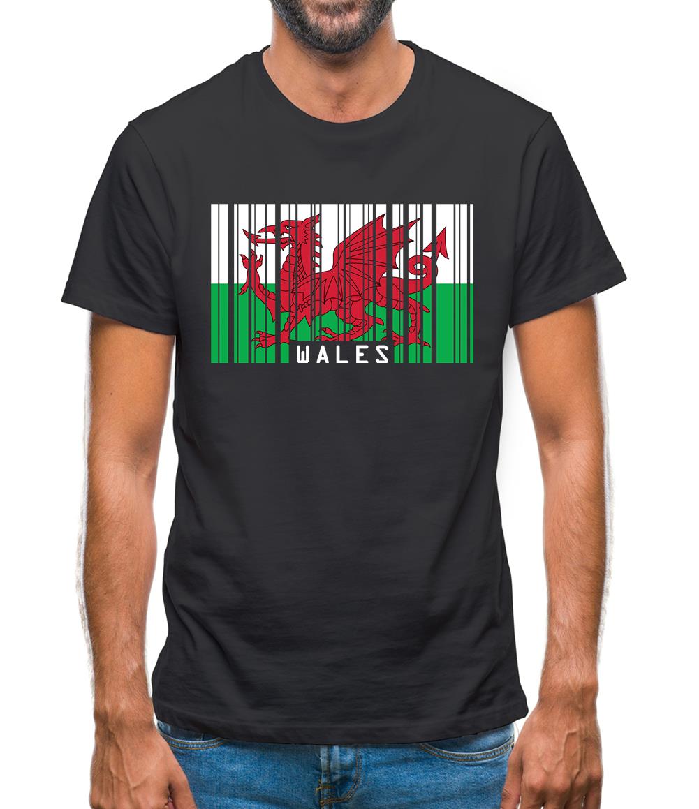 Wales Barcode Style Flag Mens T-Shirt Wales Barcode Style Flag Mens T-Shirt
