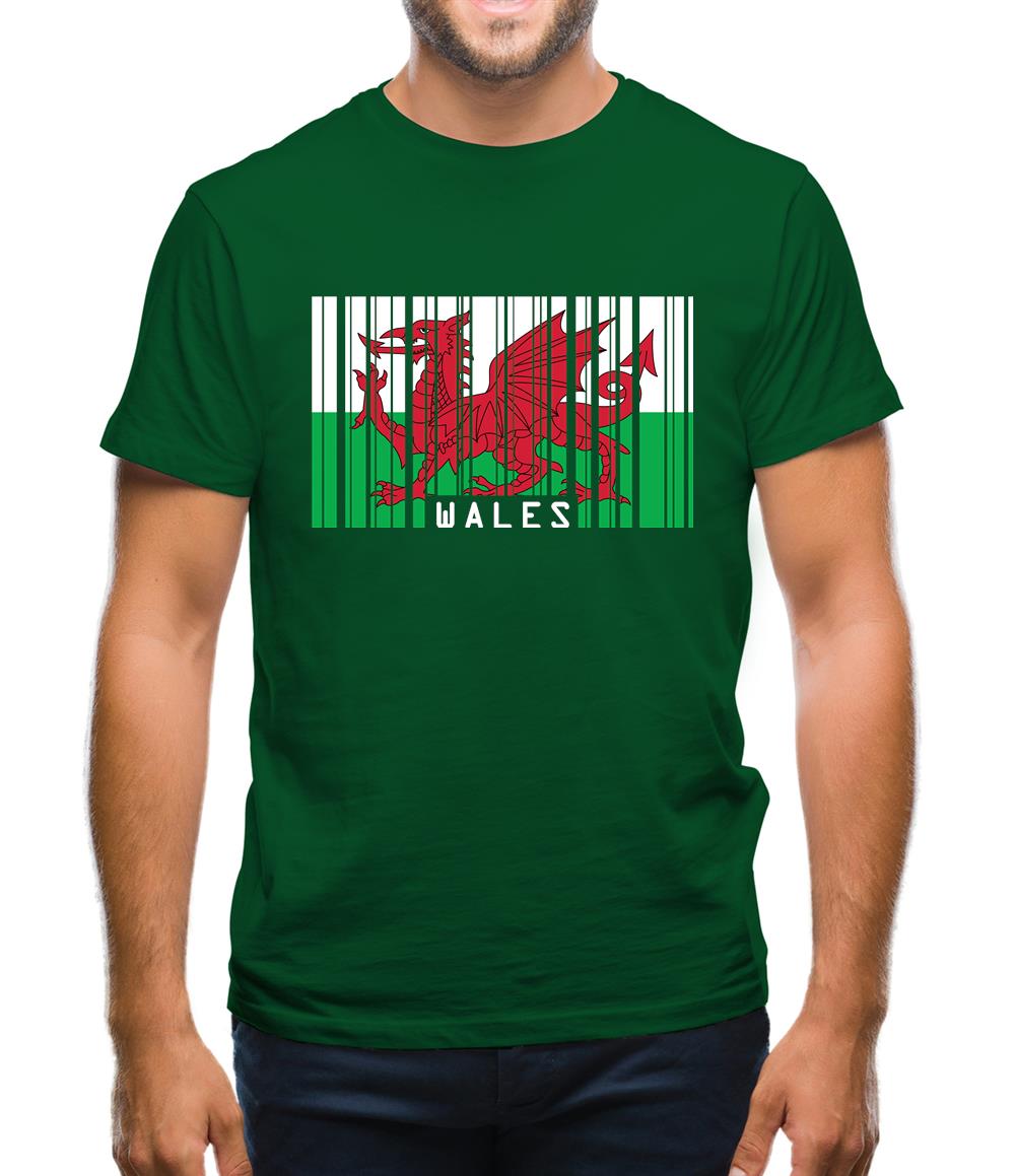 Wales Barcode Style Flag Mens T-Shirt Wales Barcode Style Flag Mens T-Shirt