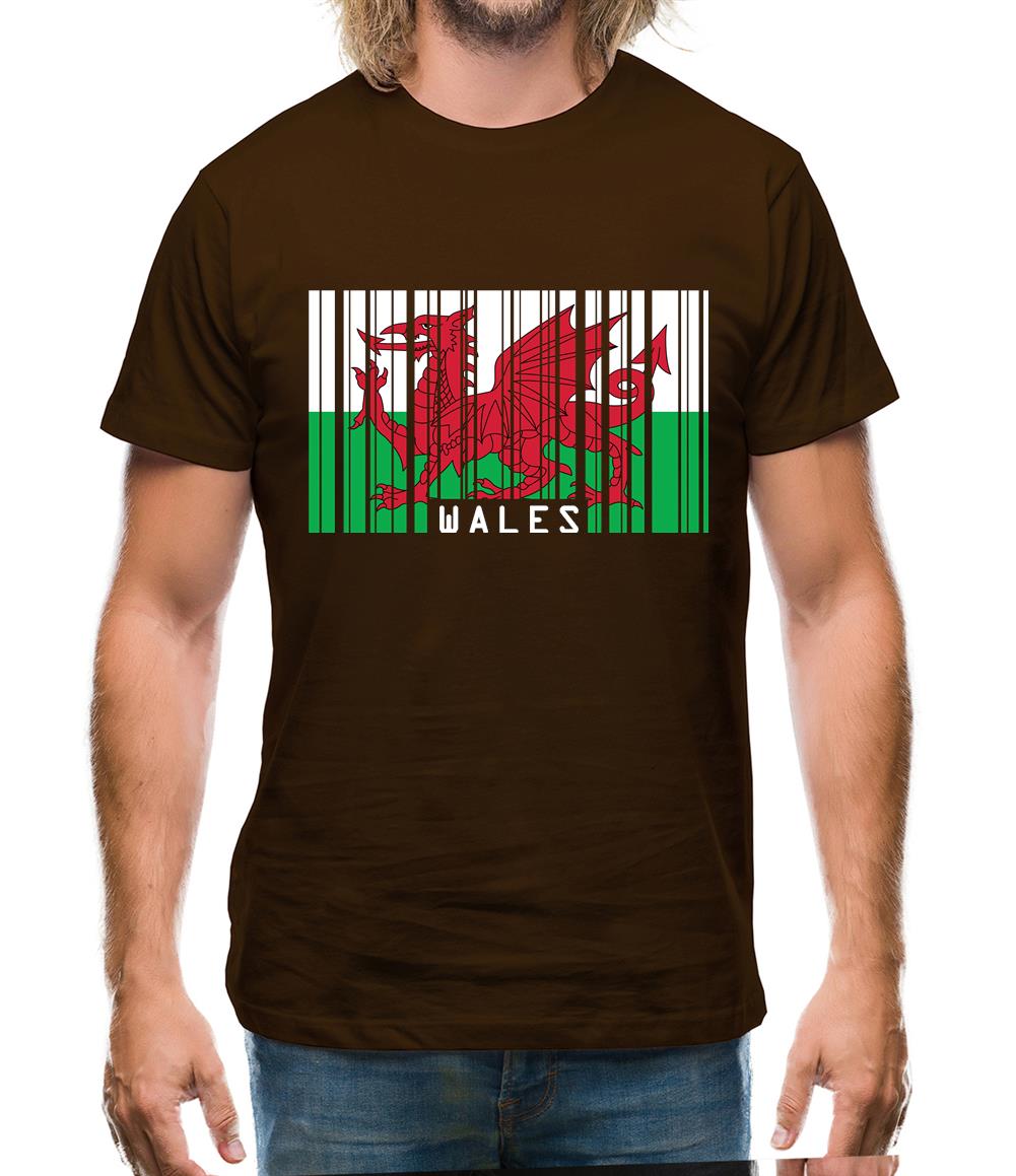 Wales Barcode Style Flag Mens T-Shirt Wales Barcode Style Flag Mens T-Shirt