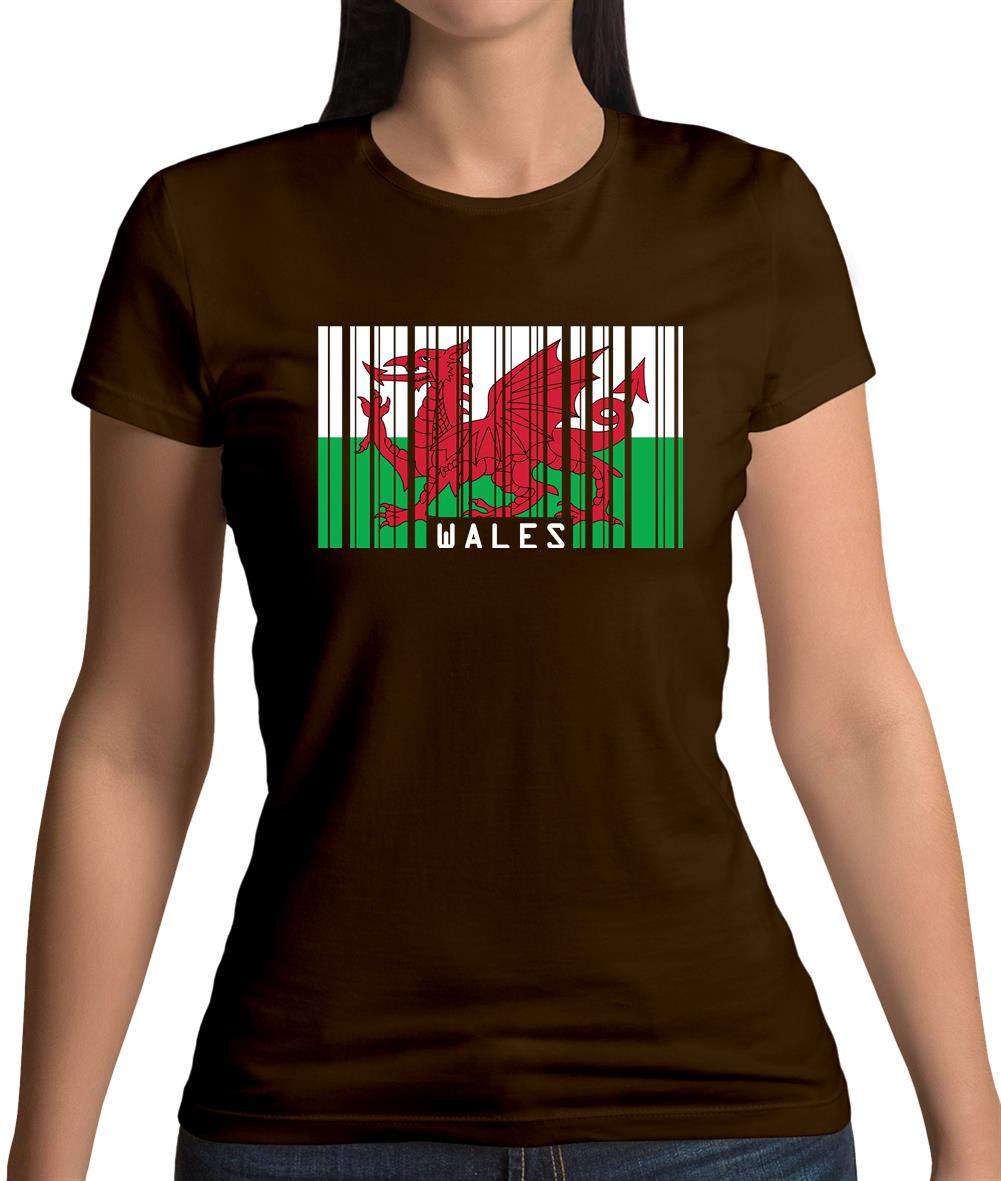 Wales Barcode Style Flag Womens T-Shirt Wales Barcode Style Flag Womens T-Shirt