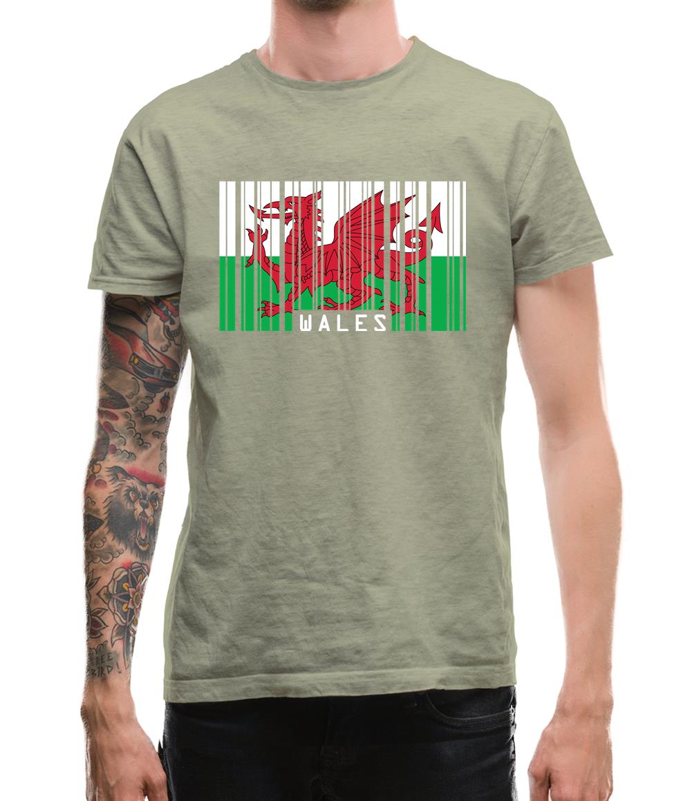 Wales Barcode Style Flag Mens T-Shirt Wales Barcode Style Flag Mens T-Shirt