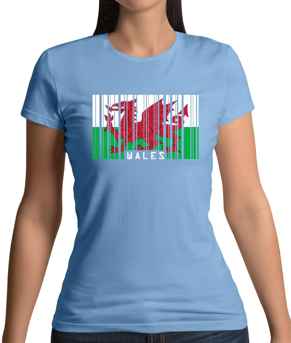 Wales Barcode Style Flag Womens T-Shirt Wales Barcode Style Flag Womens T-Shirt
