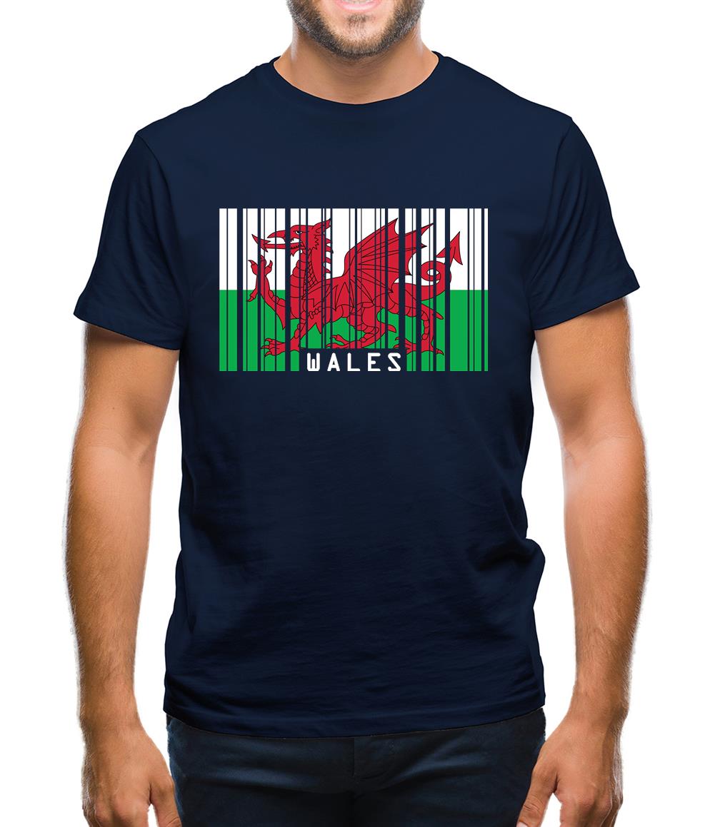 Wales Barcode Style Flag Mens T-Shirt Wales Barcode Style Flag Mens T-Shirt