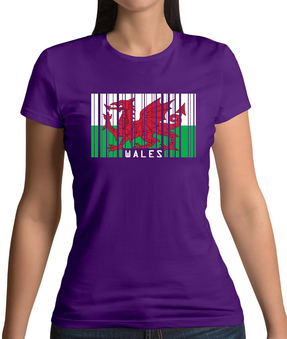 Wales Barcode Style Flag Womens T-Shirt Wales Barcode Style Flag Womens T-Shirt