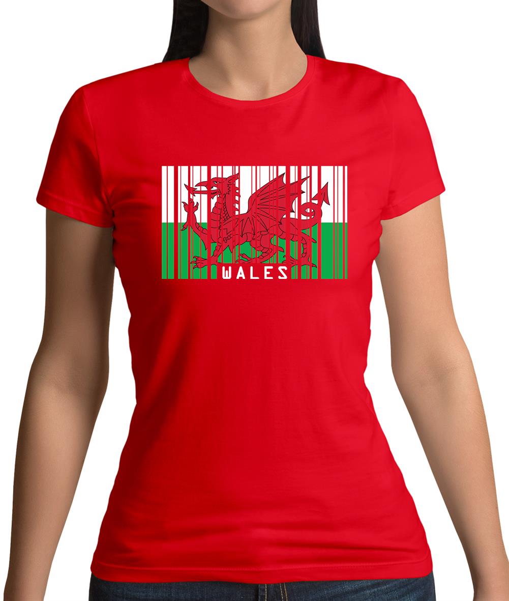 Wales Barcode Style Flag Womens T-Shirt Wales Barcode Style Flag Womens T-Shirt