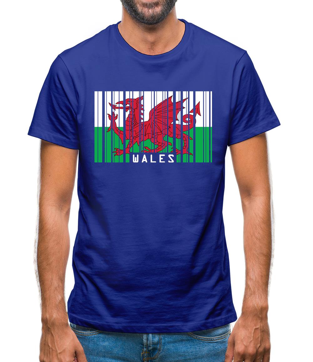 Wales Barcode Style Flag Mens T-Shirt Wales Barcode Style Flag Mens T-Shirt