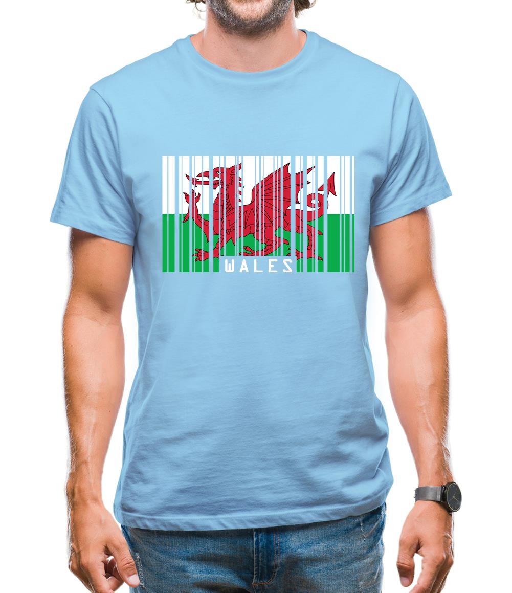 Wales Barcode Style Flag Mens T-Shirt Wales Barcode Style Flag Mens T-Shirt