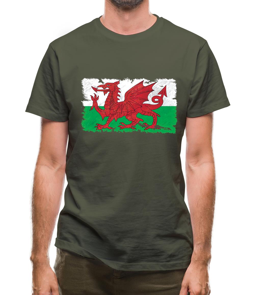 Wales Grunge Style Flag Mens T-Shirt Wales Grunge Style Flag Mens T-Shirt
