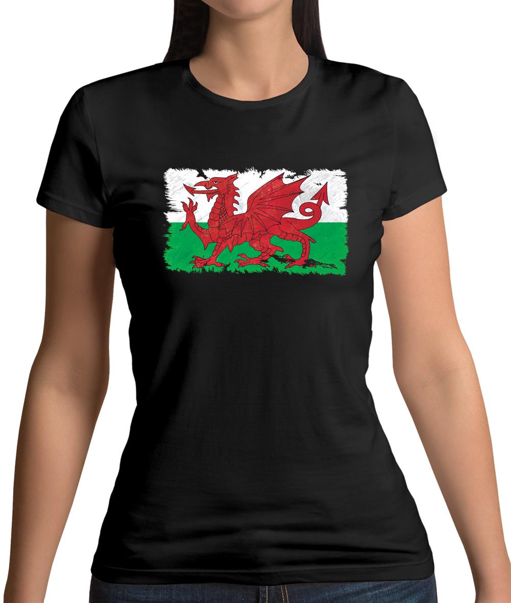 Wales Grunge Style Flag Womens T-Shirt Wales Grunge Style Flag Womens T-Shirt