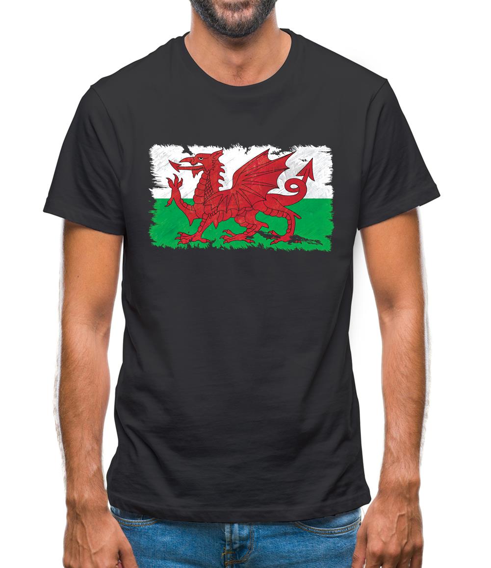 Wales Grunge Style Flag Mens T-Shirt Wales Grunge Style Flag Mens T-Shirt