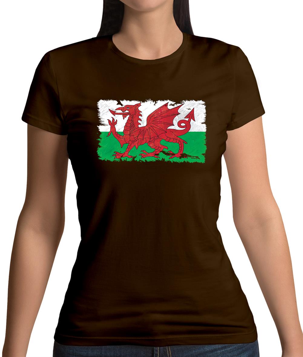 Wales Grunge Style Flag Womens T-Shirt Wales Grunge Style Flag Womens T-Shirt