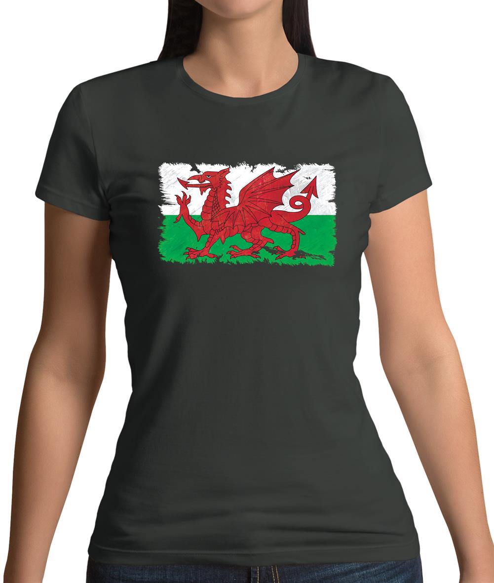 Wales Grunge Style Flag Womens T-Shirt Wales Grunge Style Flag Womens T-Shirt