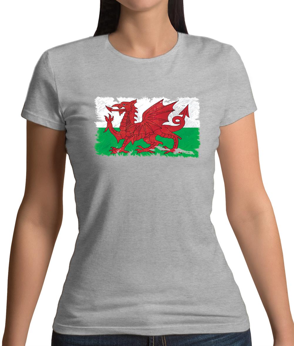 Wales Grunge Style Flag Womens T-Shirt Wales Grunge Style Flag Womens T-Shirt