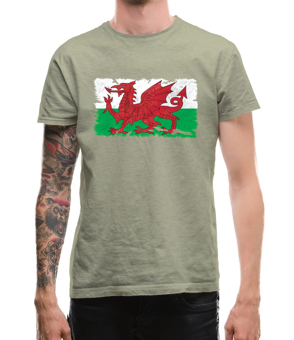 Wales Grunge Style Flag Mens T-Shirt Wales Grunge Style Flag Mens T-Shirt