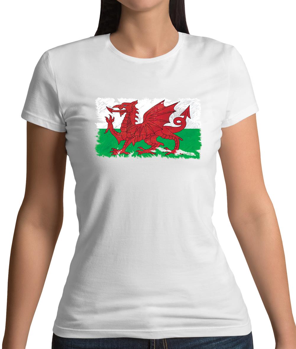 Wales Grunge Style Flag Womens T-Shirt Wales Grunge Style Flag Womens T-Shirt