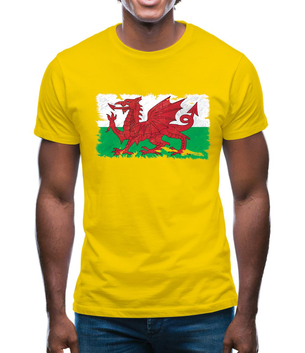 Wales Grunge Style Flag Mens T-Shirt Wales Grunge Style Flag Mens T-Shirt