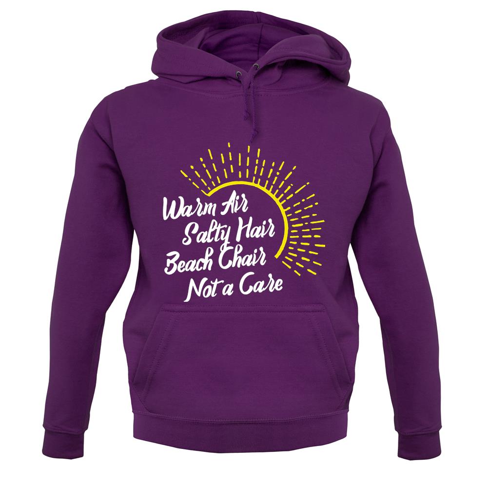 Warm Air, Salty Hair, Beach Chair, Not A Care unisex hoodie Warm Air, Salty Hair, Beach Chair, Not A Care unisex hoodie