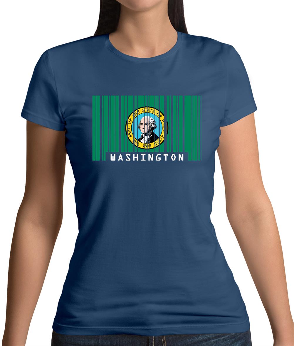 Washington Barcode Style Flag Womens T-Shirt Washington Barcode Style Flag Womens T-Shirt