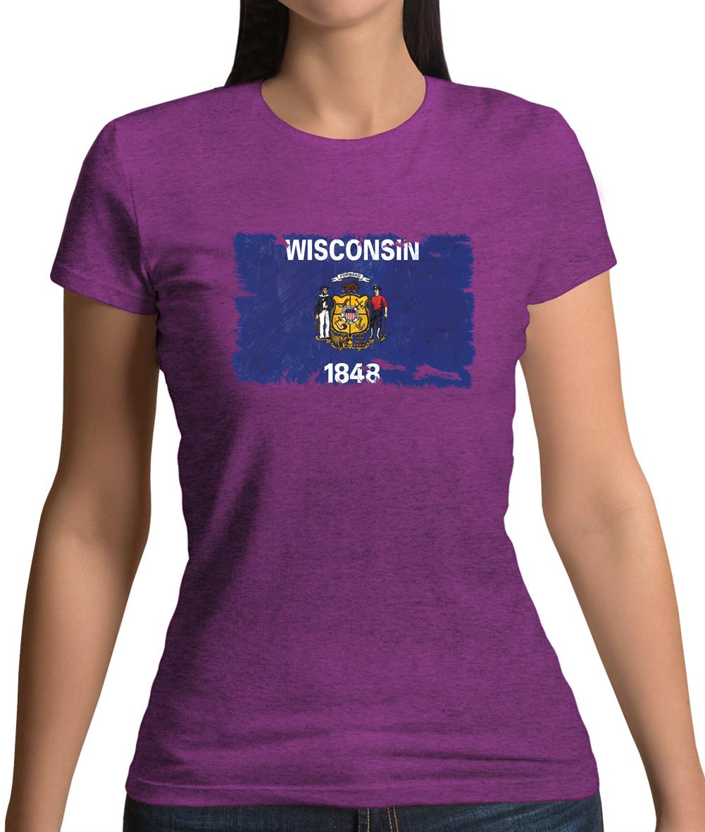 Wisconsin Grunge Style Flag Womens T-Shirt Wisconsin Grunge Style Flag Womens T-Shirt