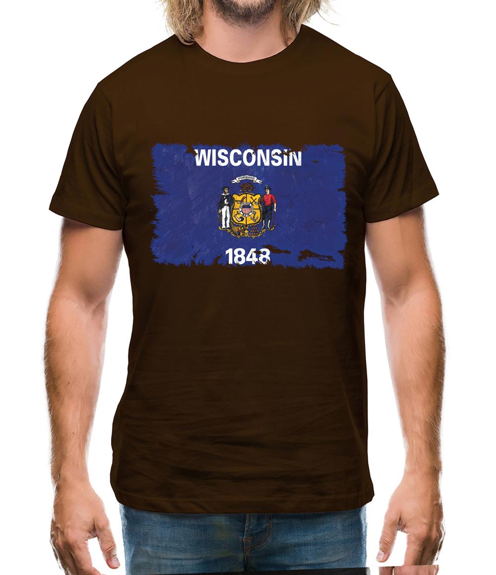 Wisconsin Grunge Style Flag Mens T-Shirt Wisconsin Grunge Style Flag Mens T-Shirt