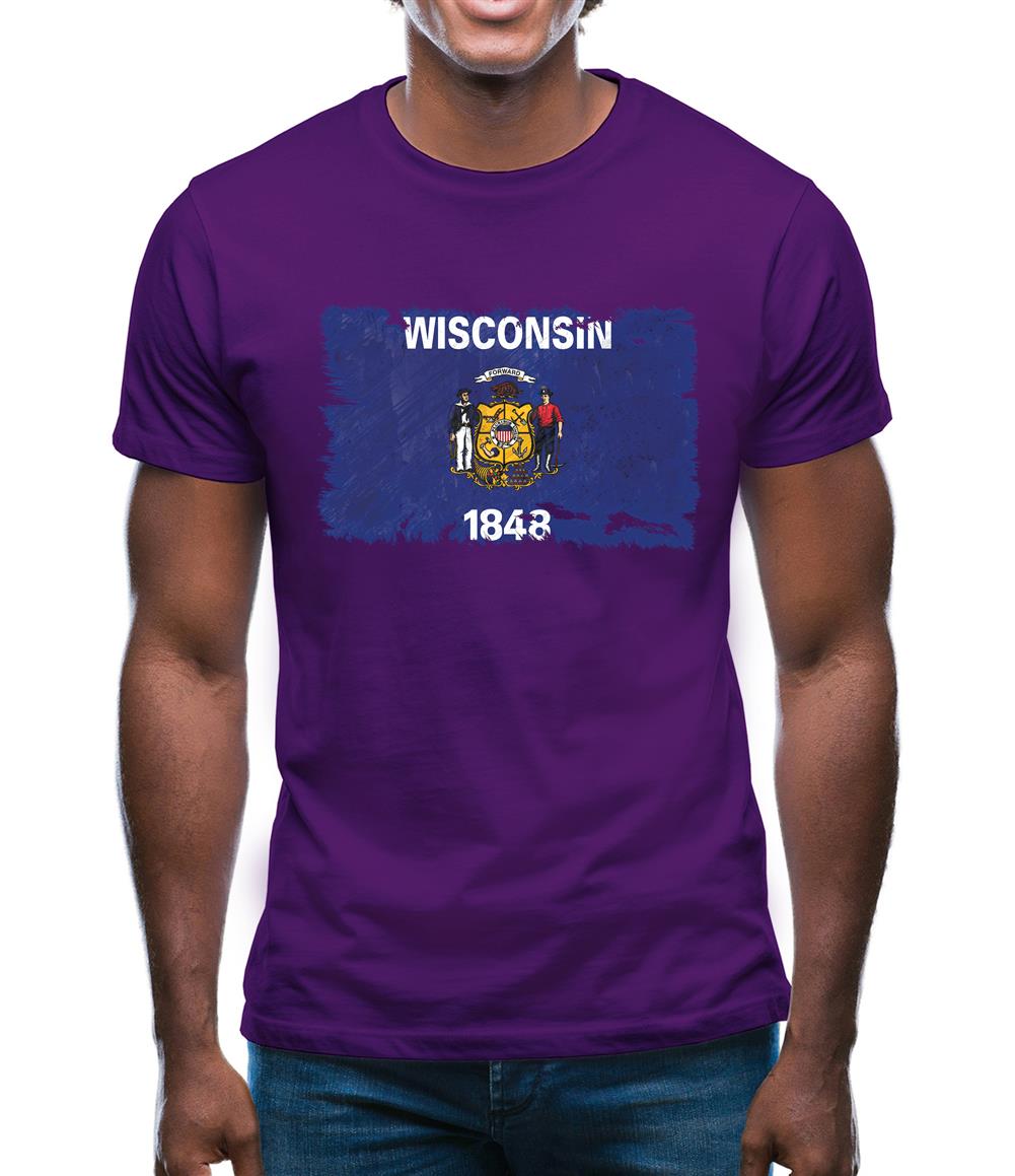 Wisconsin Grunge Style Flag Mens T-Shirt Wisconsin Grunge Style Flag Mens T-Shirt