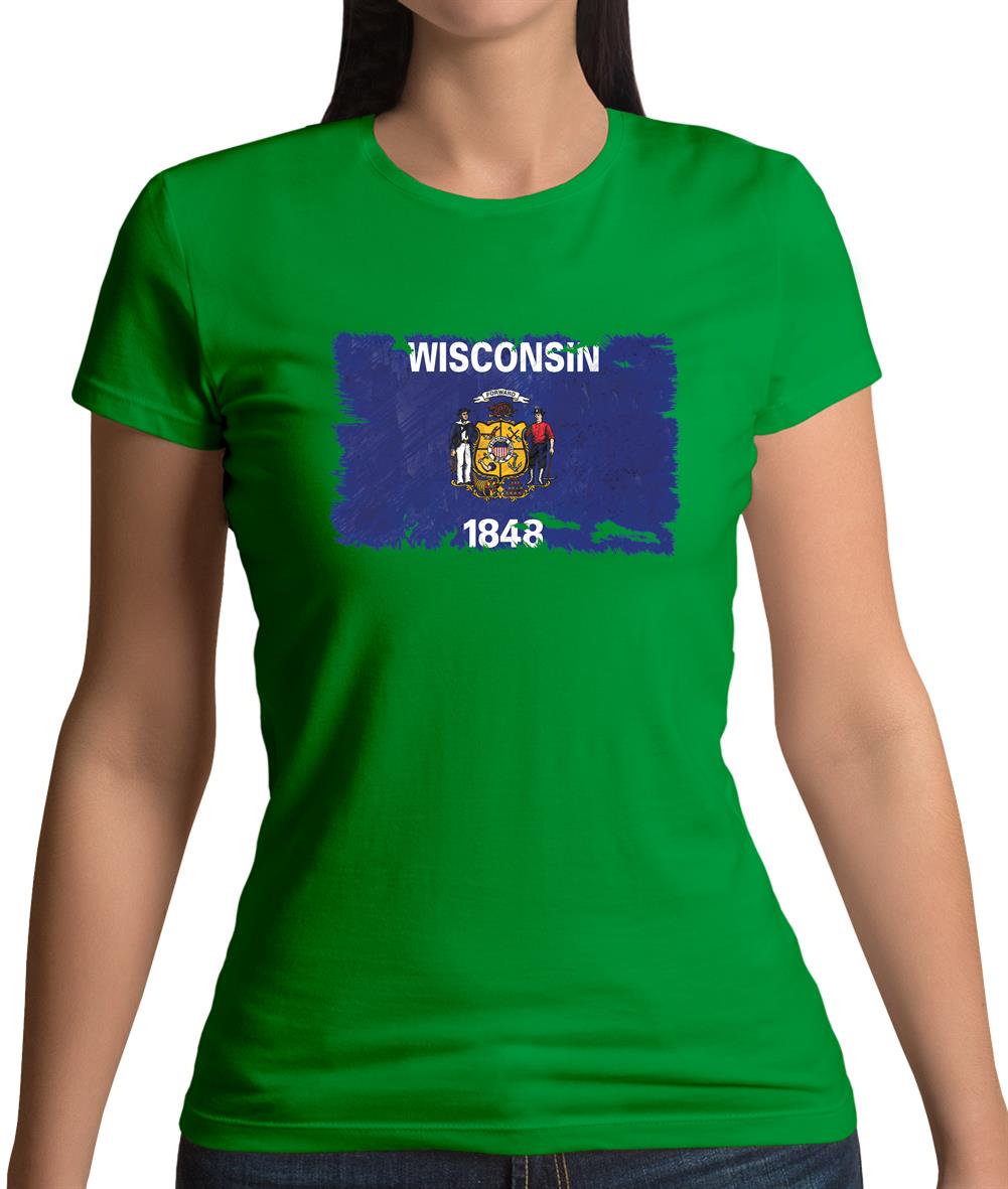 Wisconsin Grunge Style Flag Womens T-Shirt Wisconsin Grunge Style Flag Womens T-Shirt