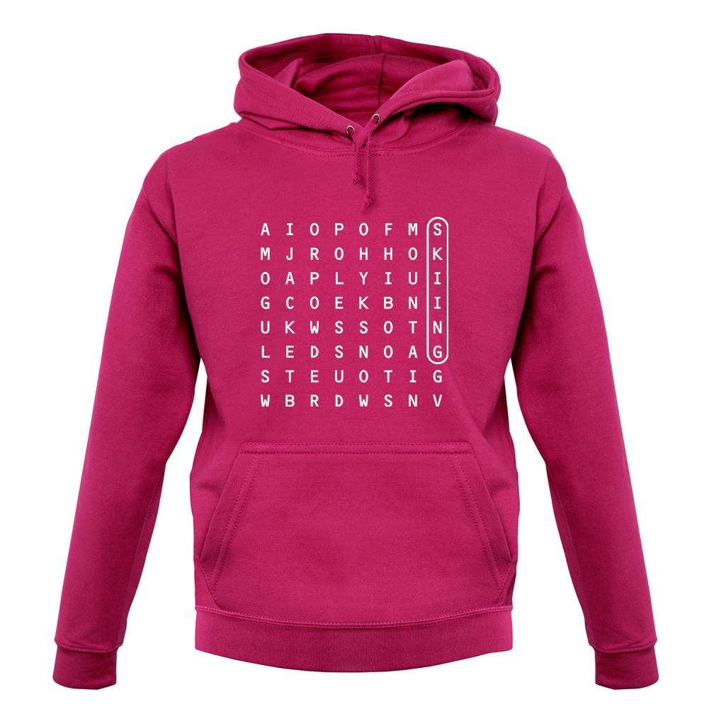 Skiing Wordsearch unisex hoodie Skiing Wordsearch unisex hoodie