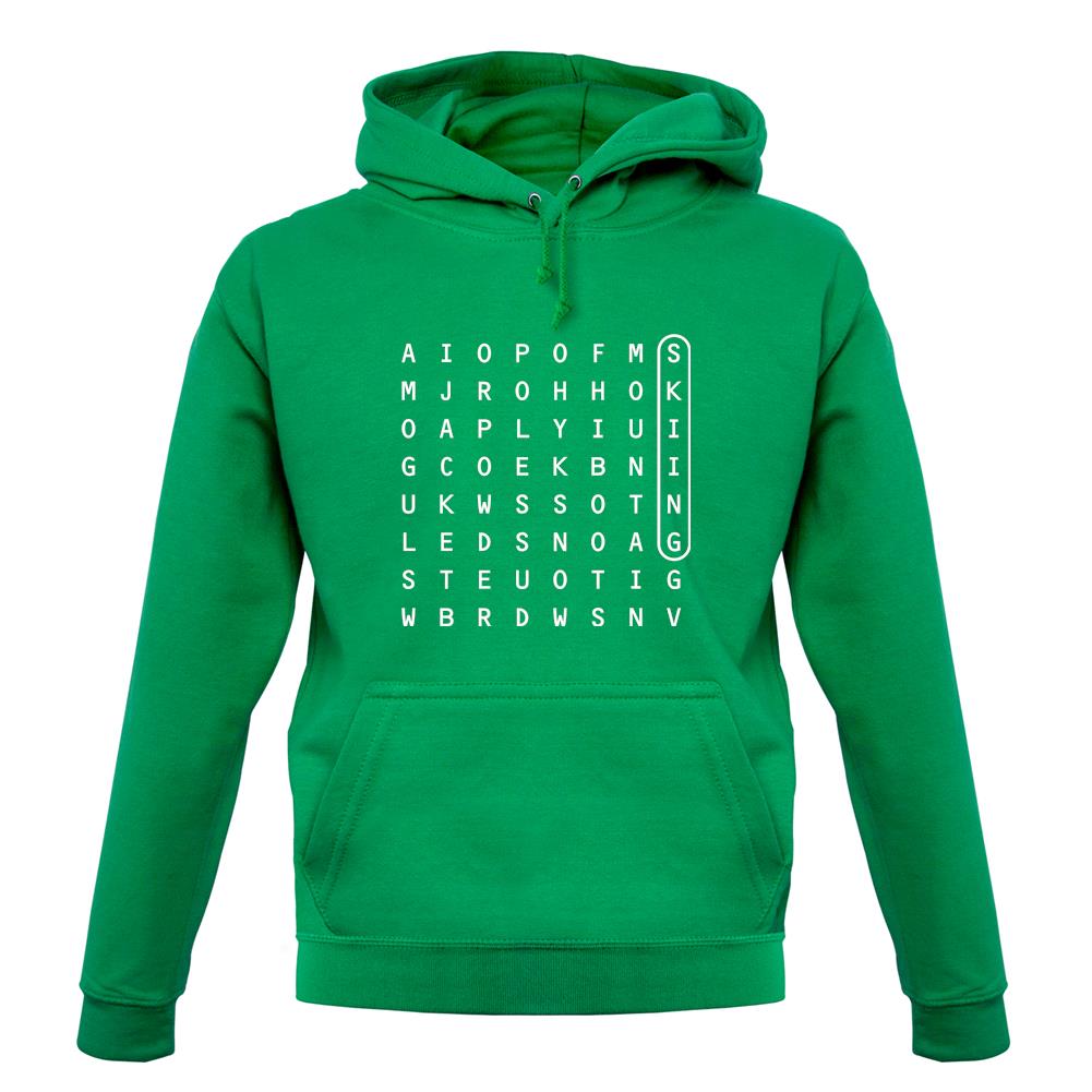 Skiing Wordsearch unisex hoodie Skiing Wordsearch unisex hoodie
