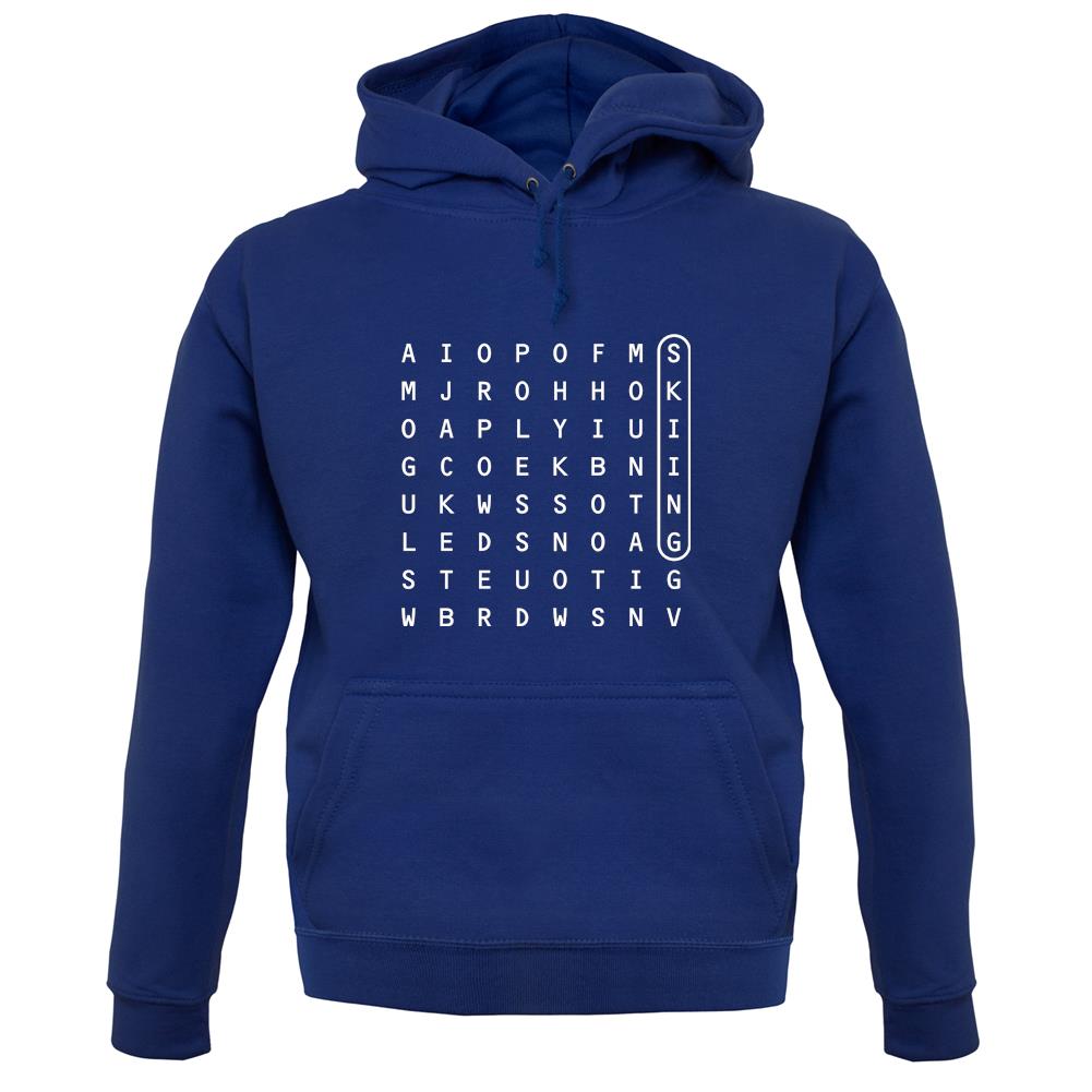 Skiing Wordsearch unisex hoodie Skiing Wordsearch unisex hoodie