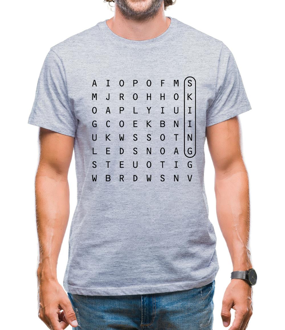 Skiing Wordsearch Mens T-Shirt Skiing Wordsearch Mens T-Shirt