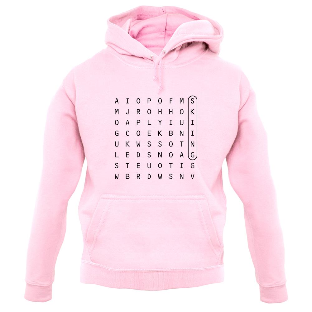 Skiing Wordsearch unisex hoodie Skiing Wordsearch unisex hoodie