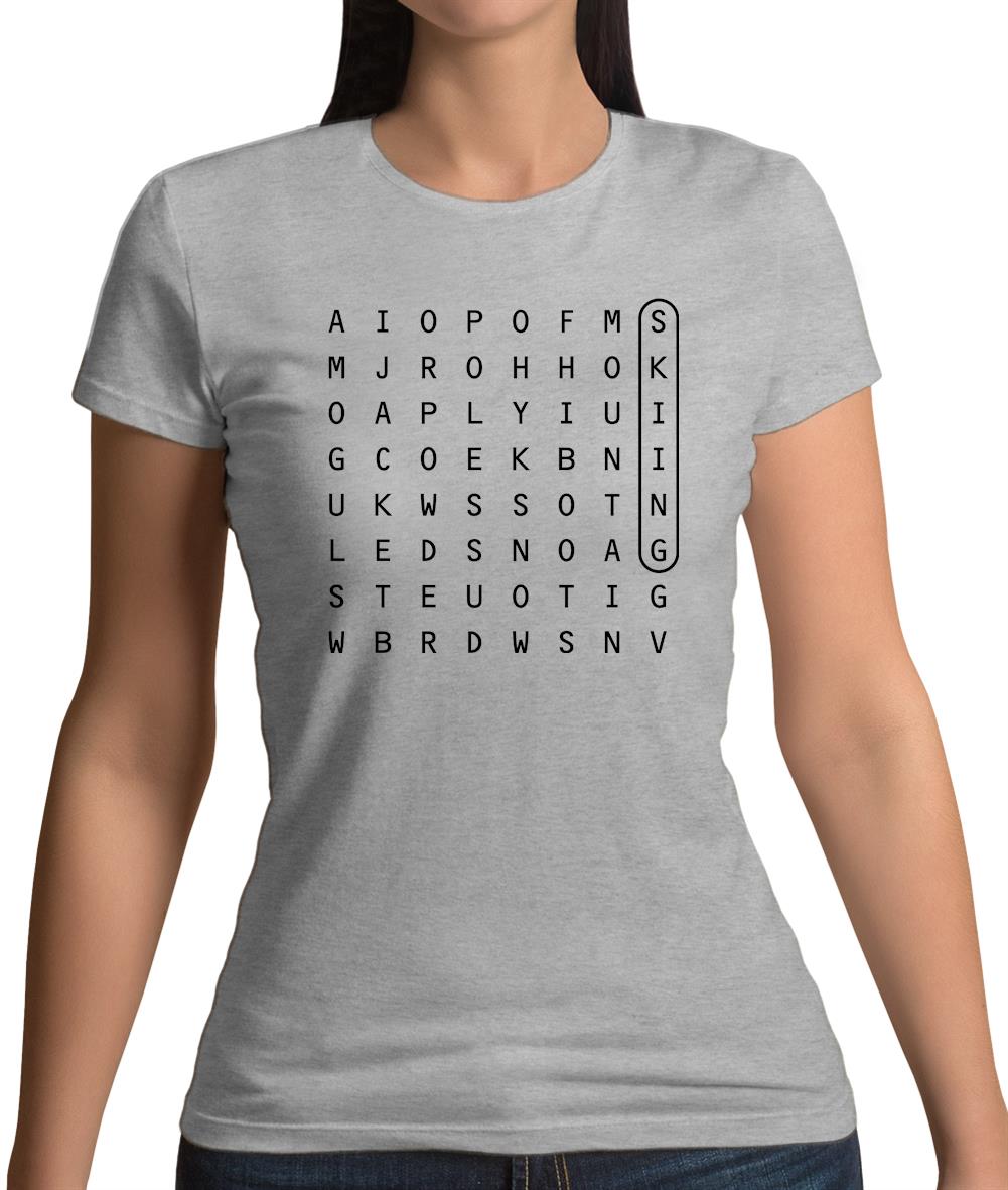 Skiing Wordsearch Womens T-Shirt Skiing Wordsearch Womens T-Shirt