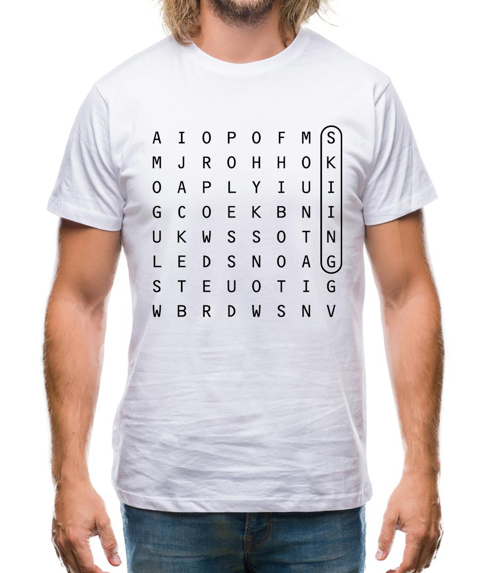 Skiing Wordsearch Mens T-Shirt Skiing Wordsearch Mens T-Shirt