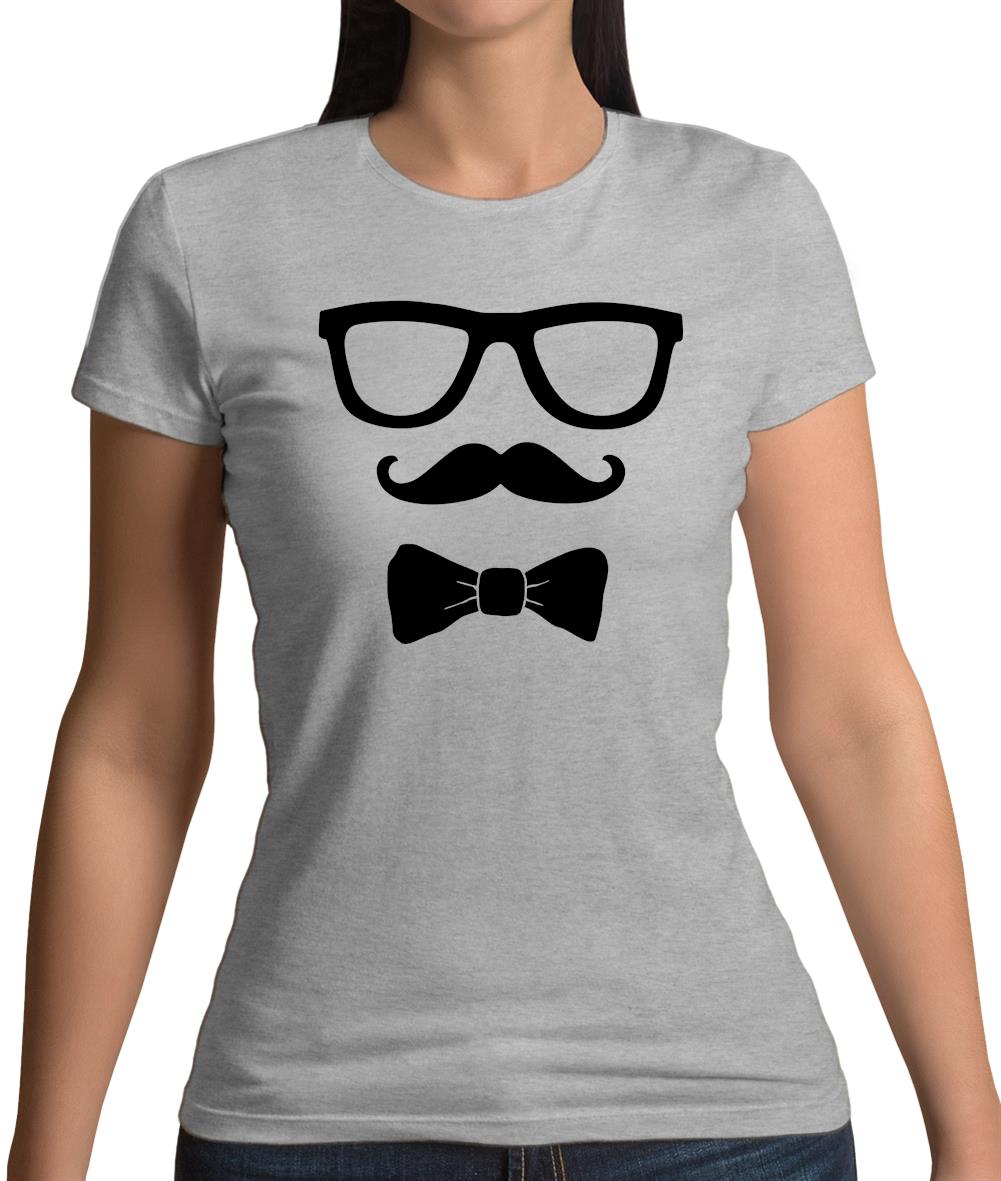 Glasses Moustache Bowtie Womens T-Shirt Glasses Moustache Bowtie Womens T-Shirt