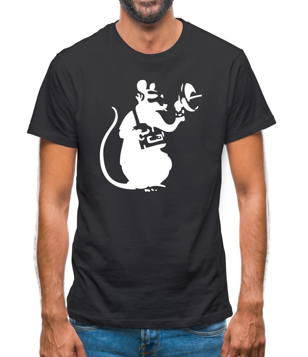 Banksy Listening Rat Mens T-Shirt Banksy Listening Rat Mens T-Shirt
